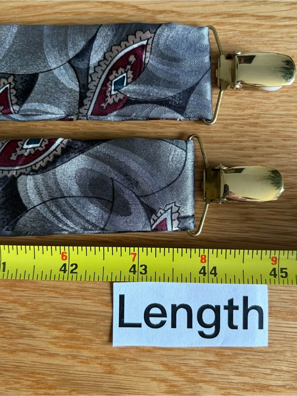 Vintage Germany Mens Paisley Y-Back Suspenders Gray Silk Adjustable Braces